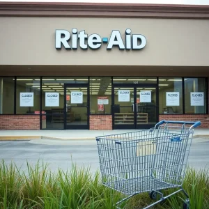 Rite Aid store closure with signs indicating the store is closed