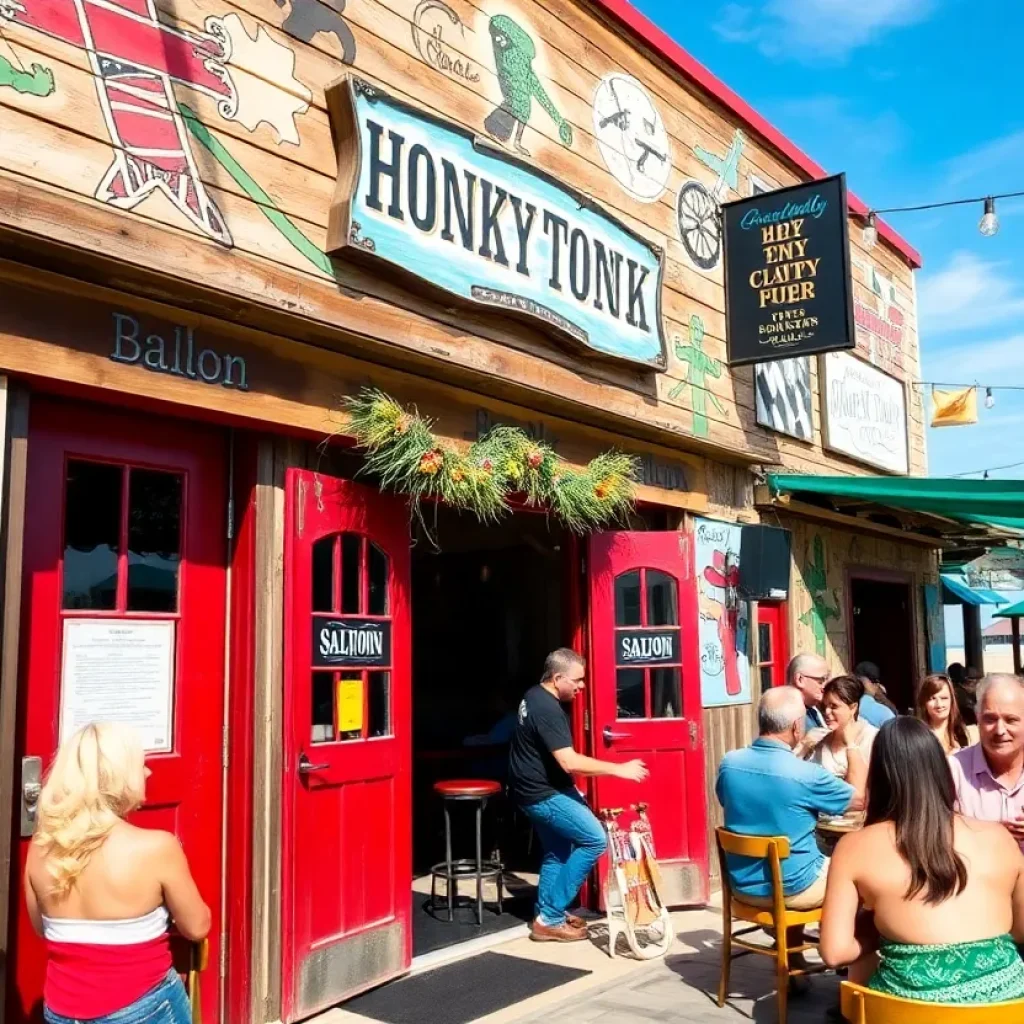 SeaSalt Honky Tonk venue at Bolsa Chica Beach with lively mural.