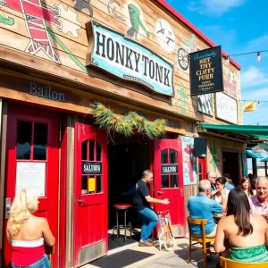 SeaSalt Honky Tonk venue at Bolsa Chica Beach with lively mural.