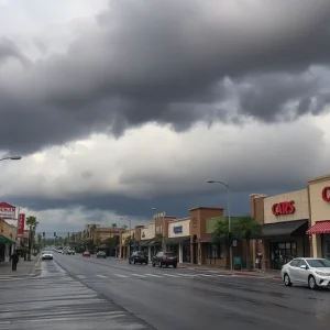 Cityscape of Costa Mesa facing severe weather conditions