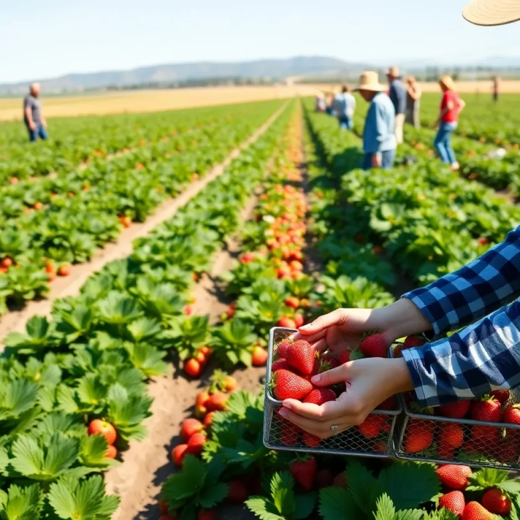 Vibrant strawberry fields in California showcasing the legacy of Japanese American farmers.