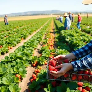 Vibrant strawberry fields in California showcasing the legacy of Japanese American farmers.