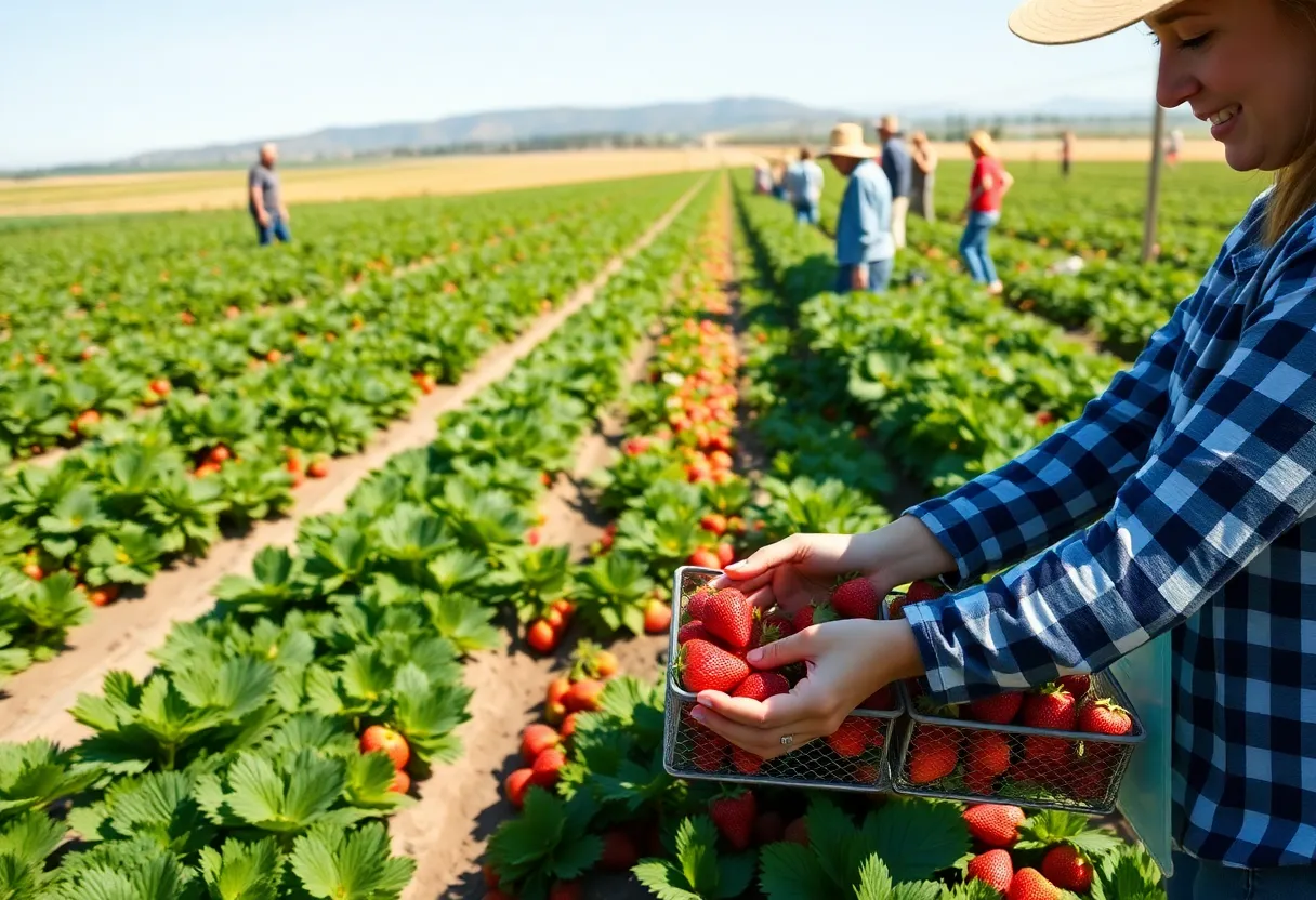 Vibrant strawberry fields in California showcasing the legacy of Japanese American farmers.