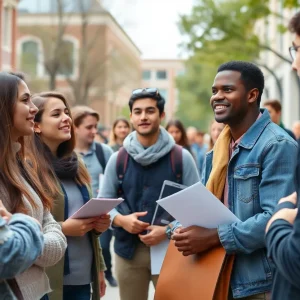 Students discussing political issues on UC Irvine campus.