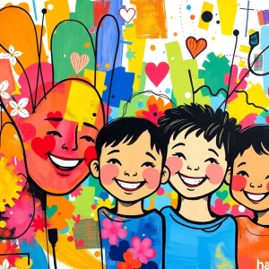 Abstract art symbolizing community support for children's healthcare