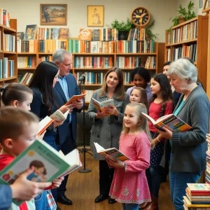 Community gathering for the book release event at a bookstore.