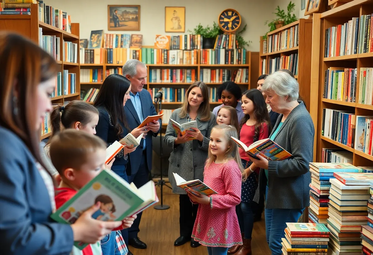Community gathering for the book release event at a bookstore.