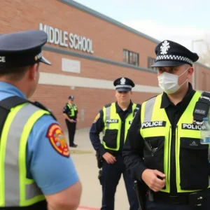 Police presence at a middle school following a gun incident.