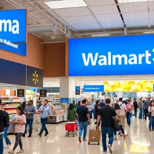 Modern Walmart store showcasing upgrades and active customers.