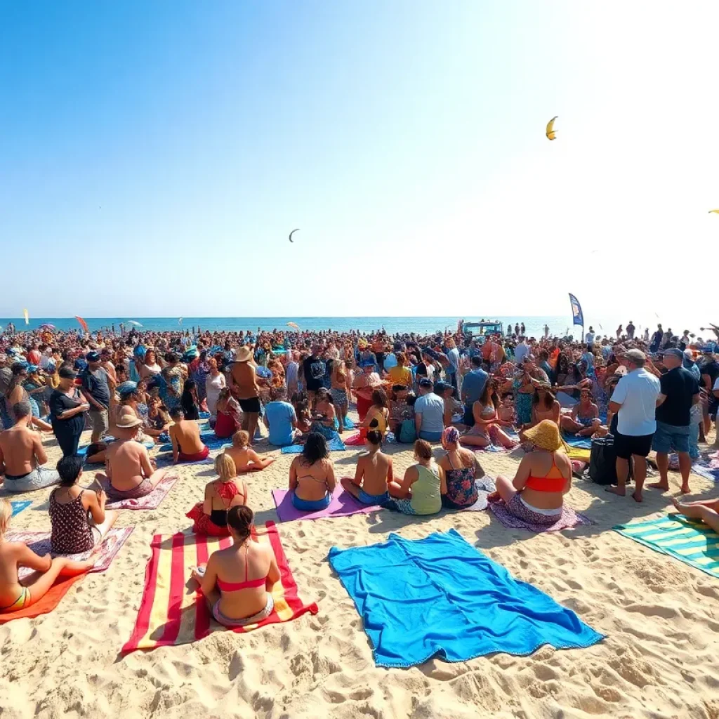 Crowd enjoying the Wango Tango 2025 concert at Huntington City Beach.