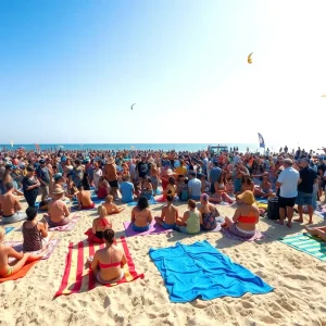 Crowd enjoying the Wango Tango 2025 concert at Huntington City Beach.