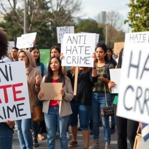 Community members advocating against hate crimes in Orange County