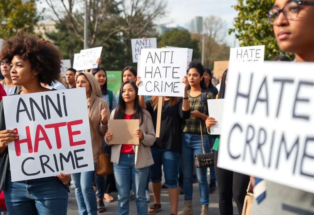 Community members advocating against hate crimes in Orange County