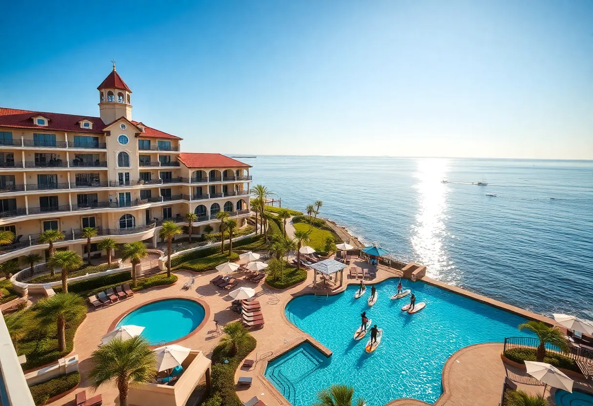 Balboa Bay Resort featuring poolside activities and accommodations.