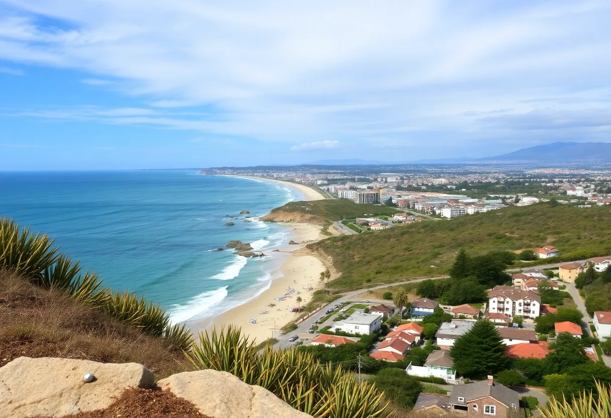 Scenic view of California's 72nd Assembly District showing coastal and urban areas