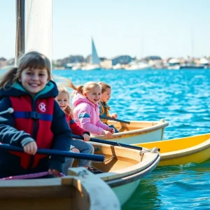 Children learning sailing at maritime institute