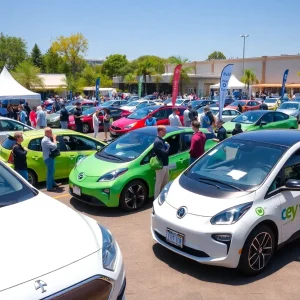 Attendees interacting at the clean vehicle EXPO during Driving Mobility Symposium