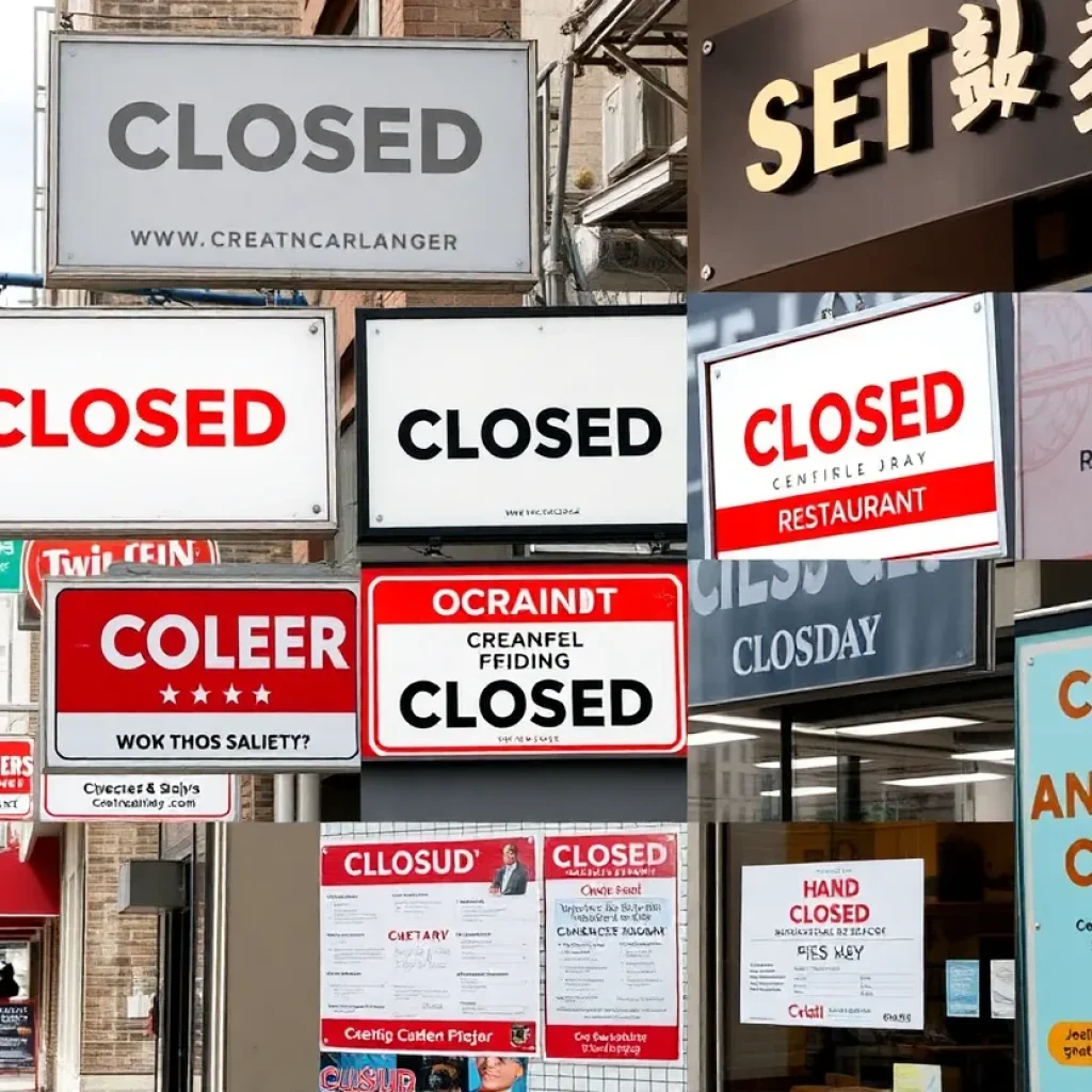 Signs of closed restaurants in Orange County, depicting food safety concerns.