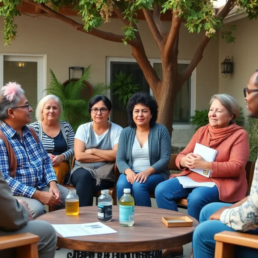 Residents discussing energy policies in California.