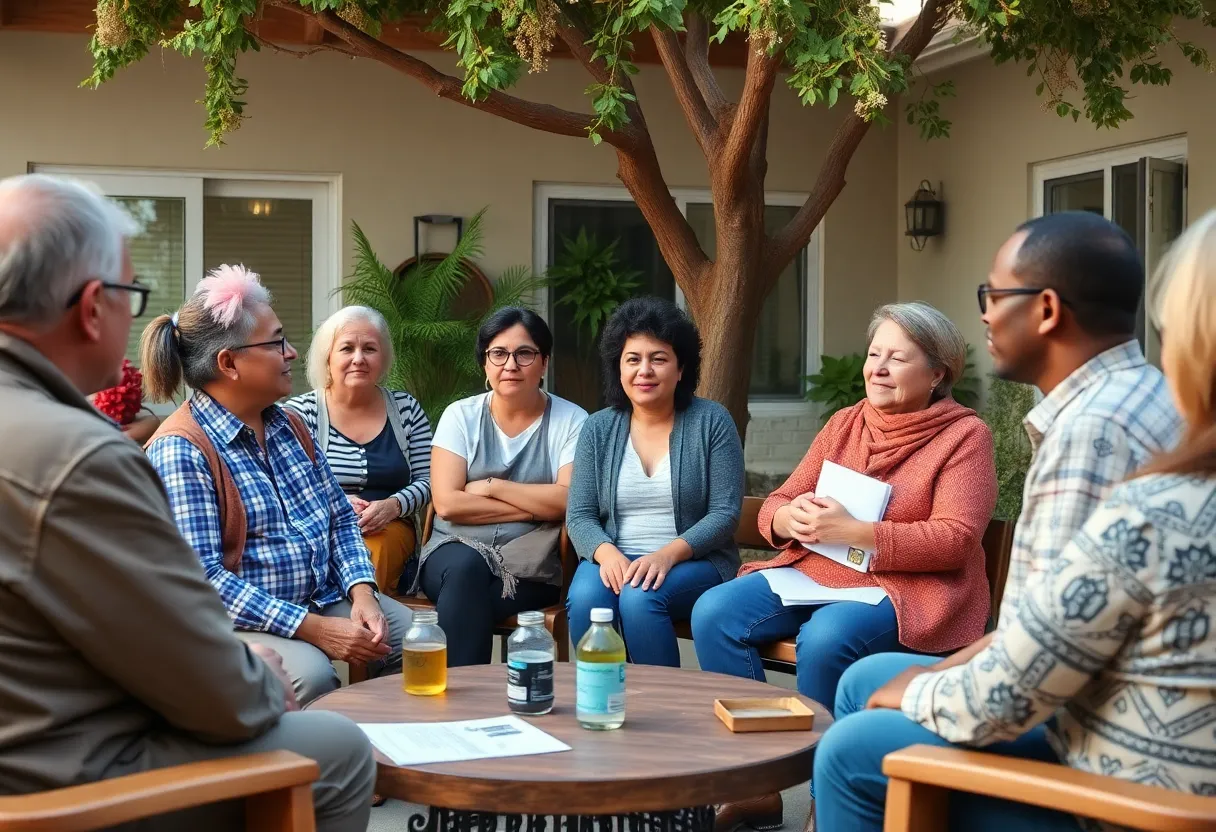 Residents discussing energy policies in California.