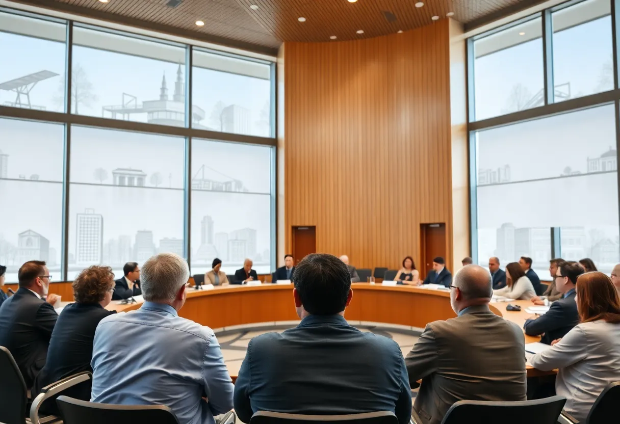 Costa Mesa City Council discussing the budget in a meeting.