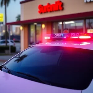 Police car outside a business in Costa Mesa
