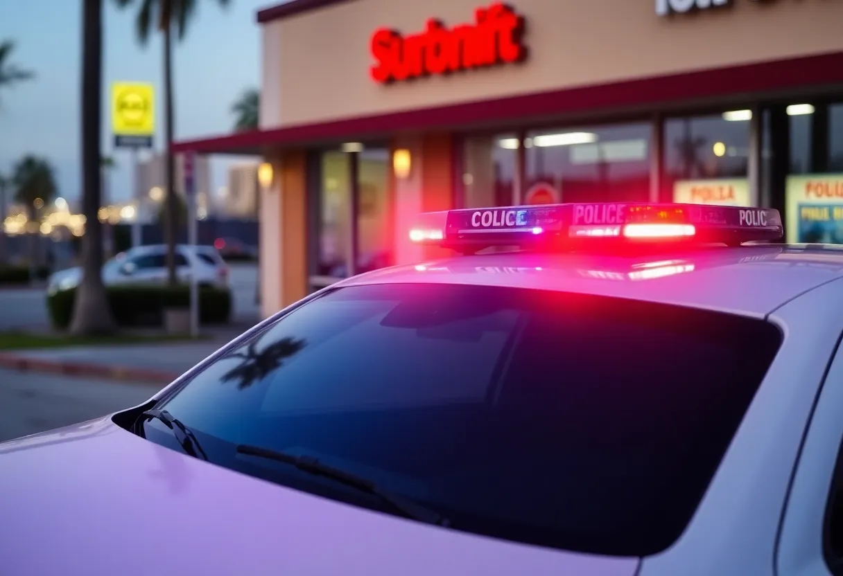 Police car outside a business in Costa Mesa