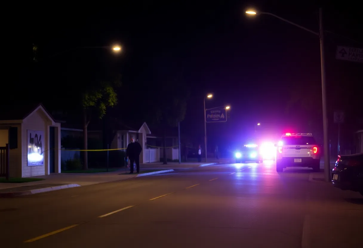 Police lights at night in Costa Mesa
