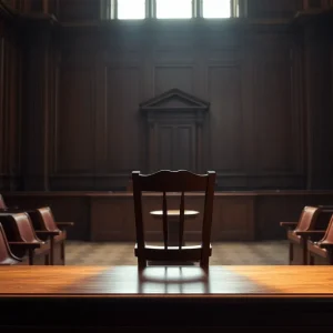 Symbolic image of courtroom justice and exoneration