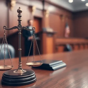 Courtroom scene highlighting justice and accountability