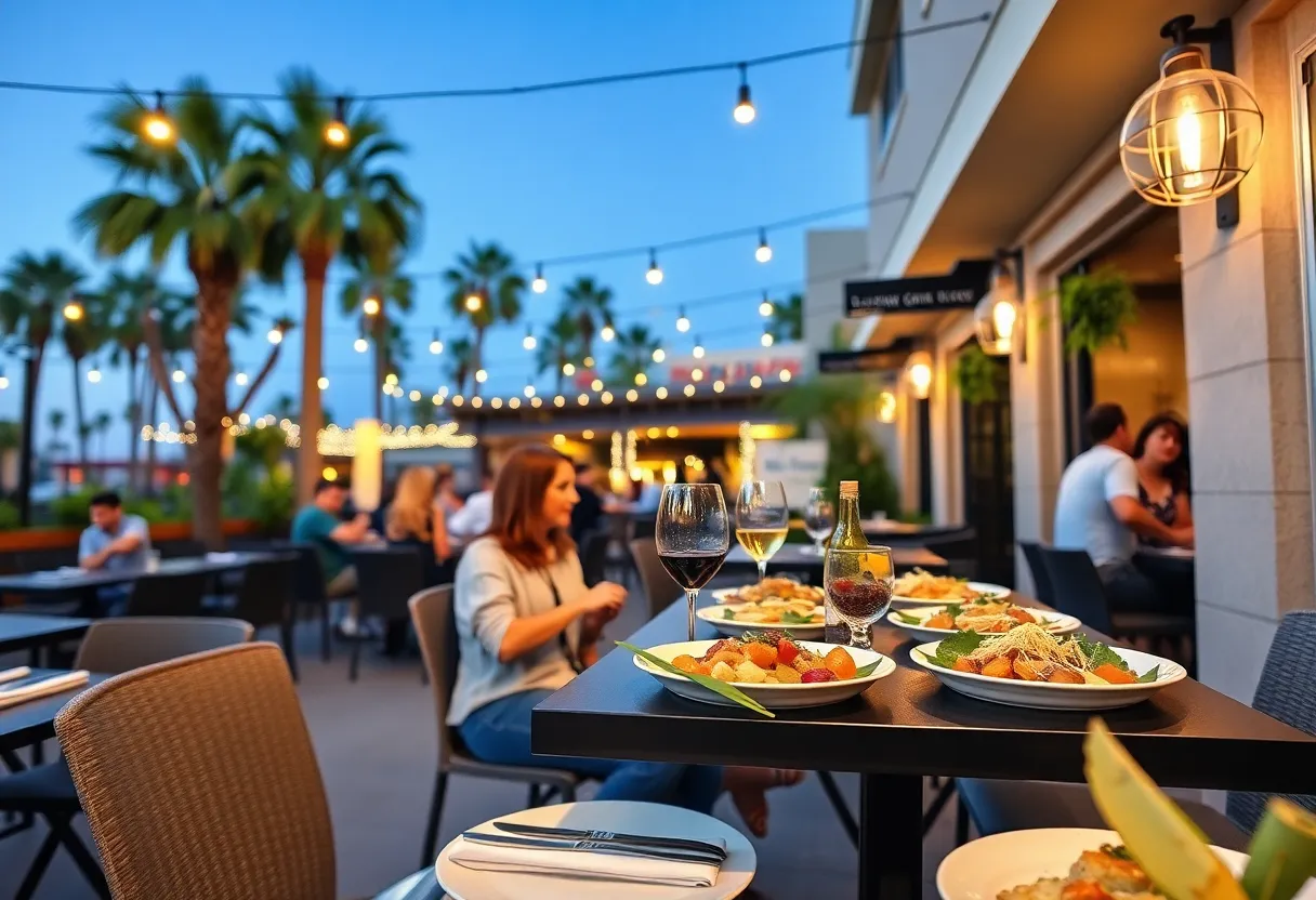 Outdoor dining at a California restaurant