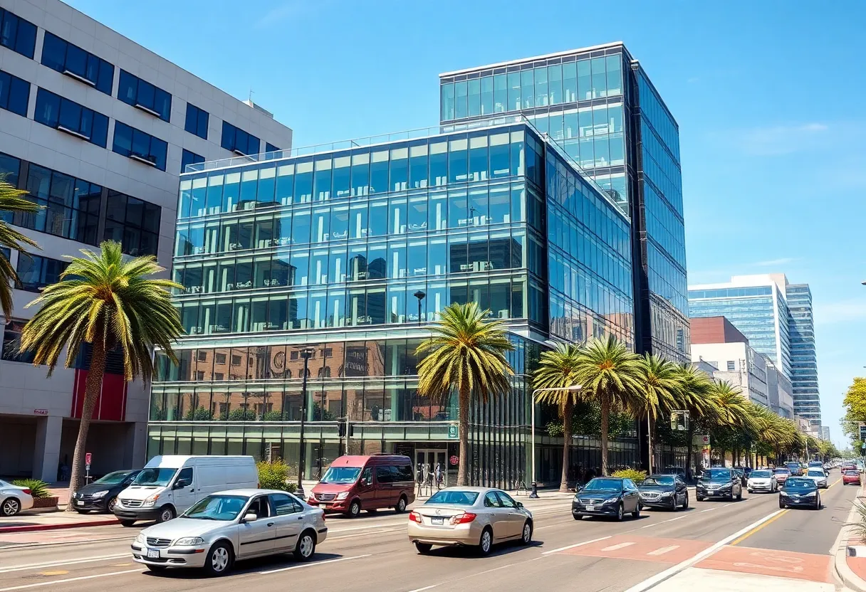 Modern office building representing consulting firms in Orange County, illustrating a decline in management consultants.