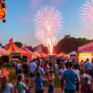Families enjoying rides and live music at Fountain Valley Summerfest