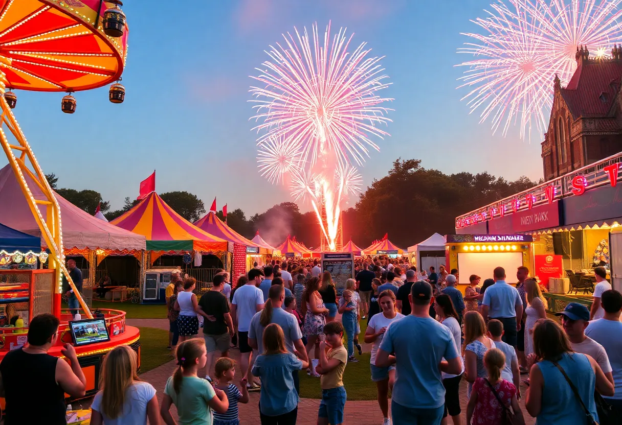 Families enjoying rides and live music at Fountain Valley Summerfest