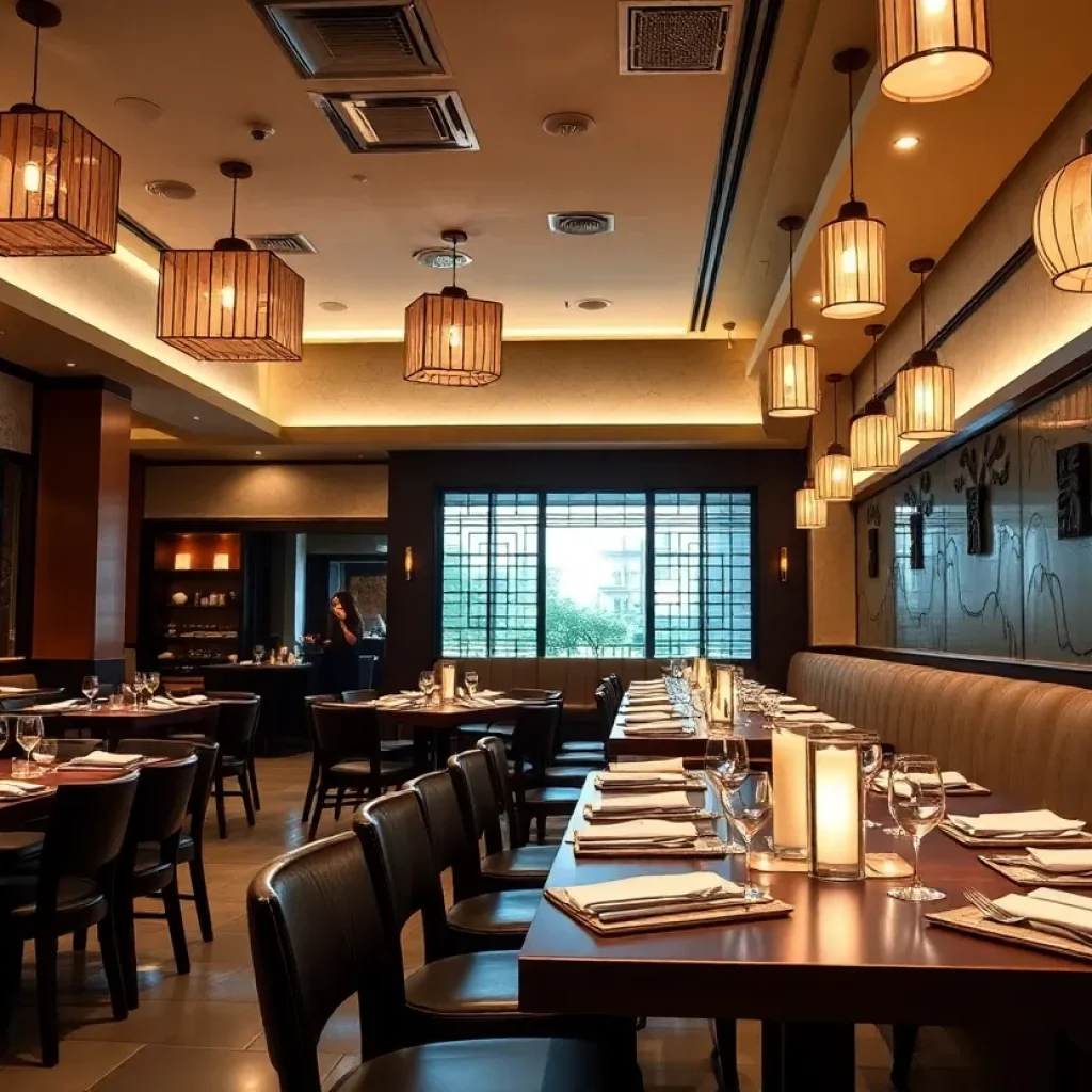 Elegant dining area of Hana re restaurant