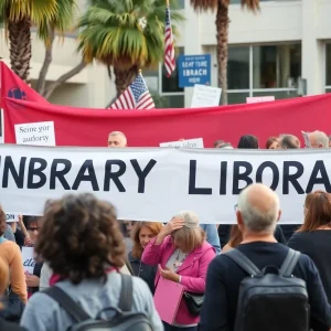 Residents of Huntington Beach campaigning for library policies