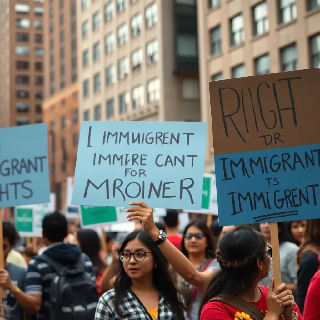 Community members protesting against ICE raids in Irvine