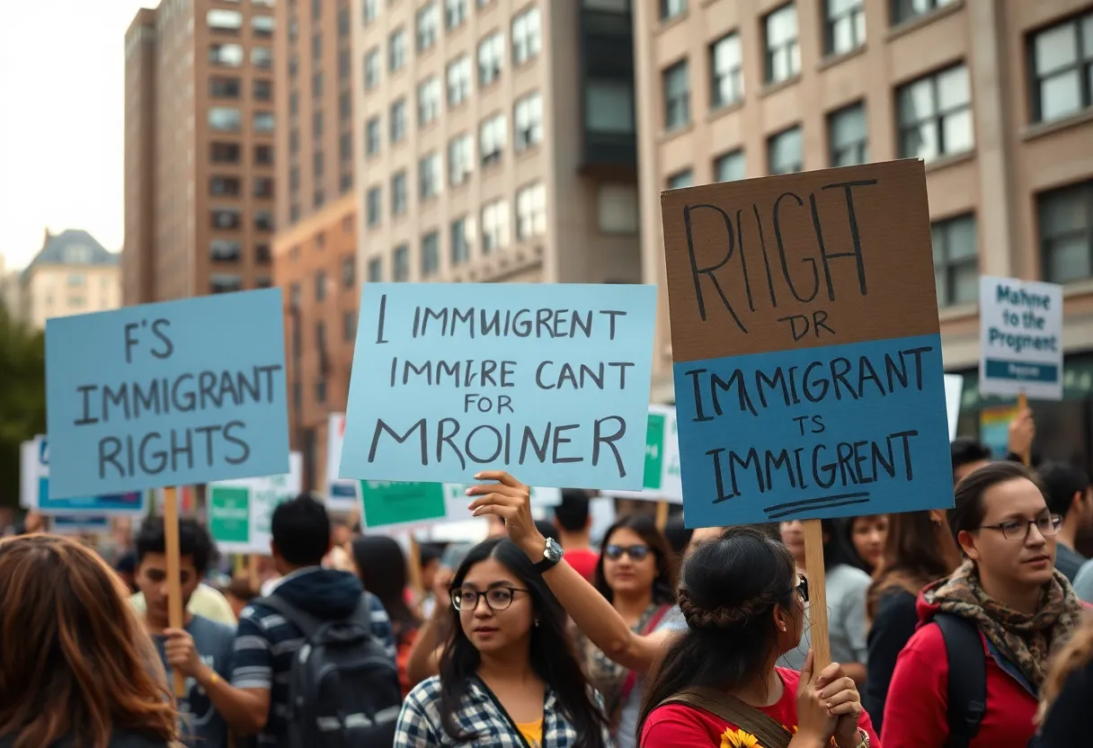 Community members protesting against ICE raids in Irvine