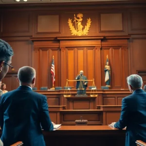 Symbolic representation of justice in a courtroom