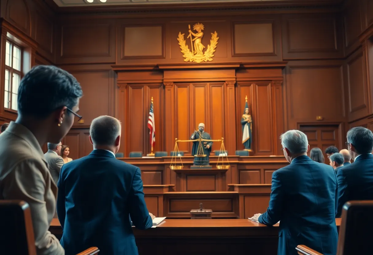 Symbolic representation of justice in a courtroom