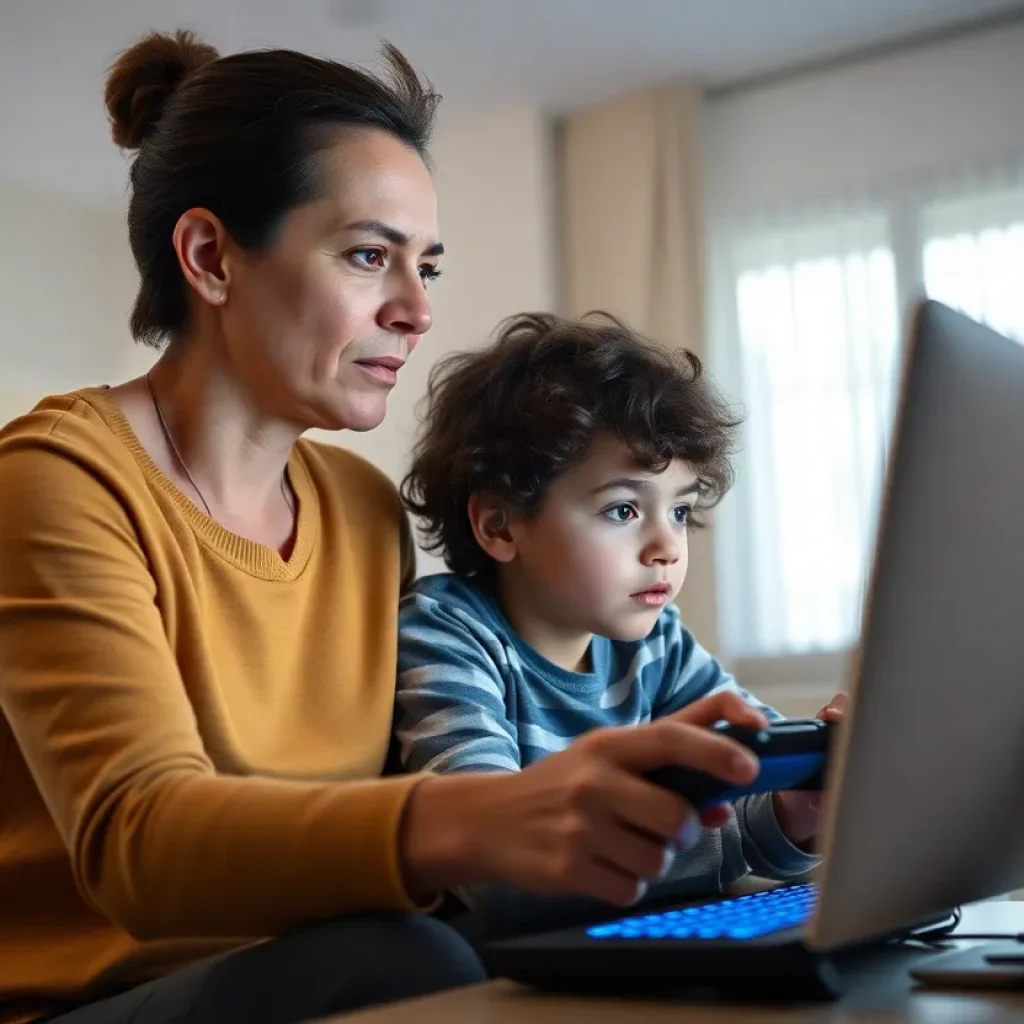Parent overseeing child's online gaming activities