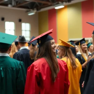 Graduation ceremony at Monte Vista High School with students celebrating.