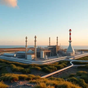 Conceptual image of a renewable natural gas facility at Newport Beach