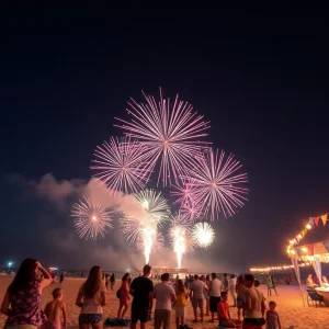 Fireworks over Newport Beach during Independence Day celebrations