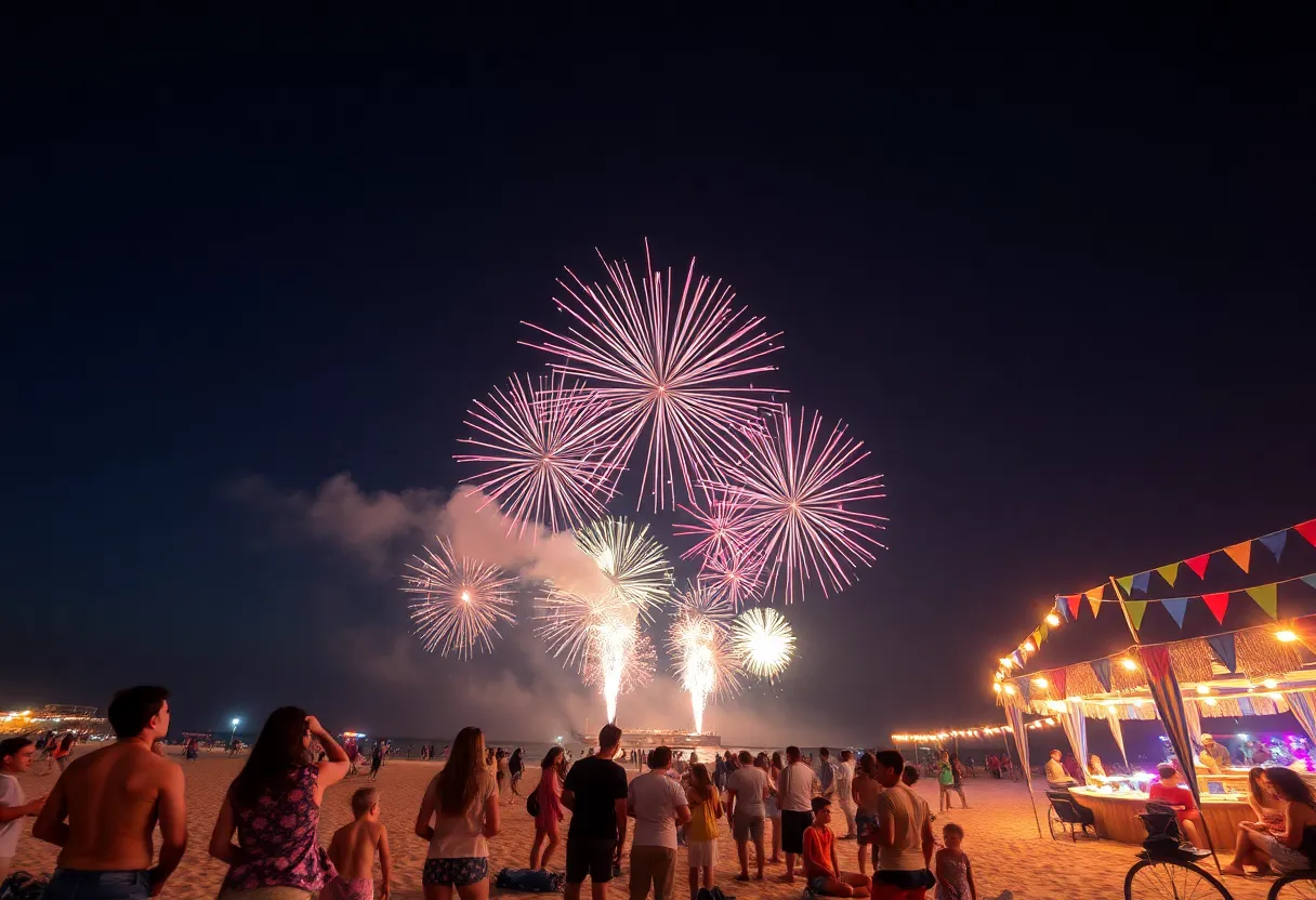Fireworks over Newport Beach during Independence Day celebrations