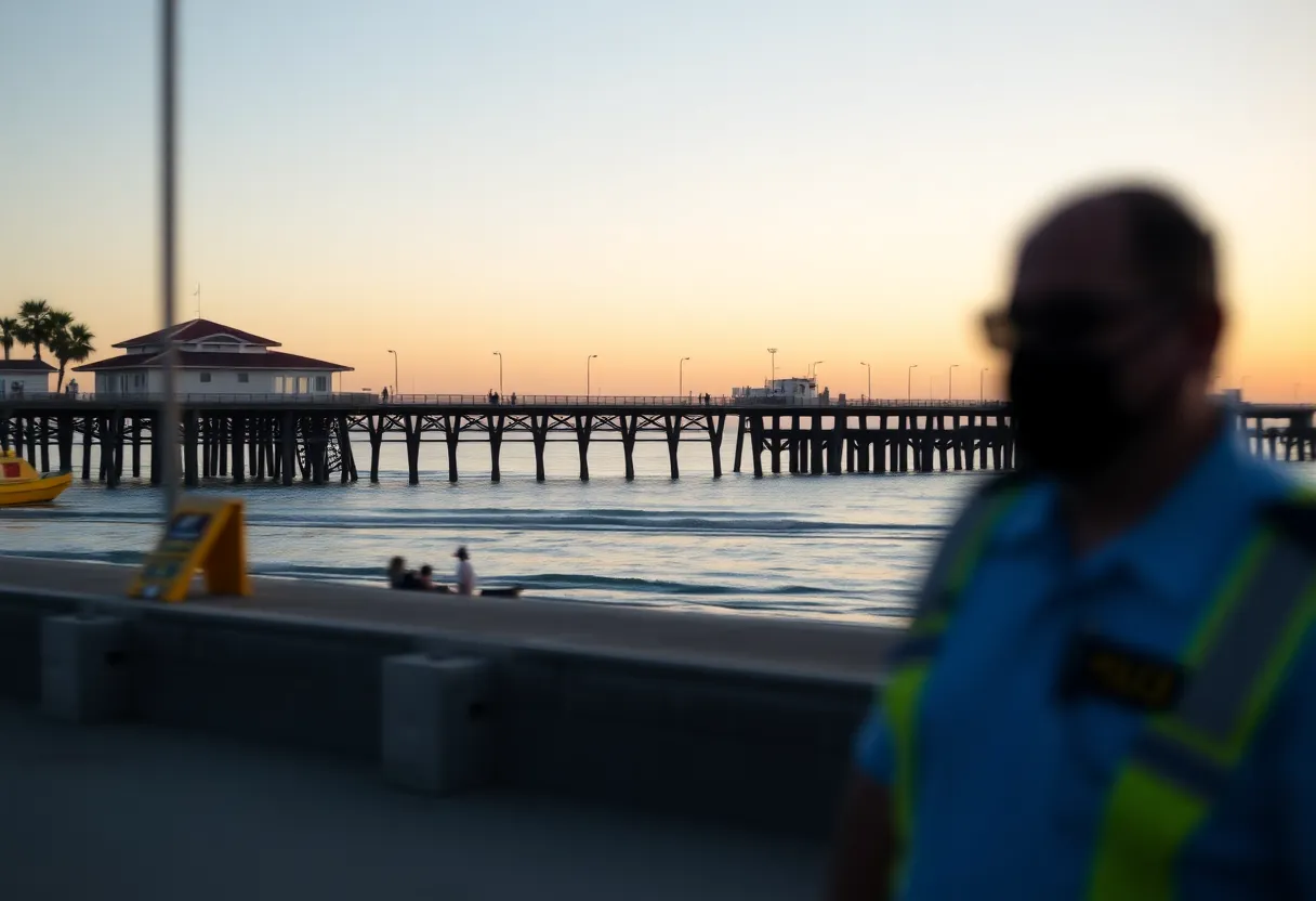 Scenic view of Newport Beach Pier during sunset