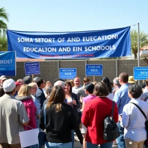 Community members engaging in discussions about education in Newport-Mesa
