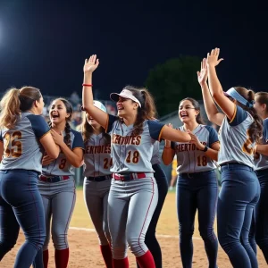 OCC softball team celebrating victory on the field