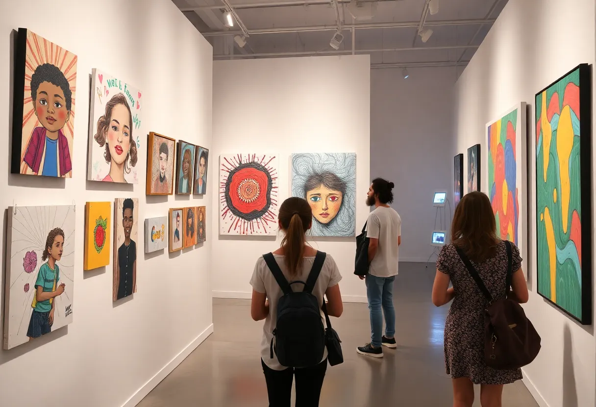 Interactive art pieces at the 'Piece of Me' exhibition representing youth culture.