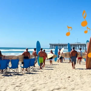 Surfers and attendees gathered for a paddle out tribute event at Huntington Beach